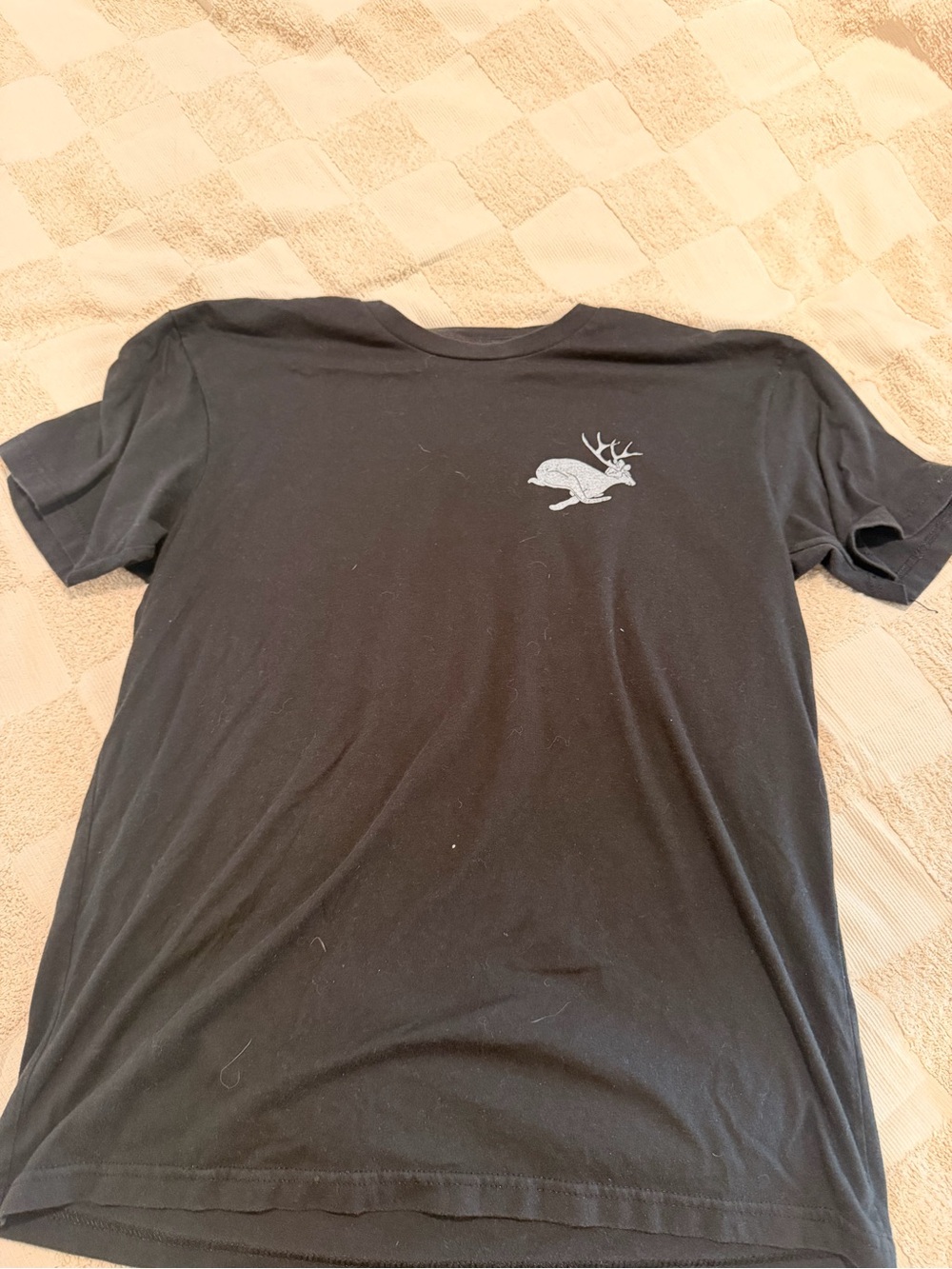 Go fast dont die Men's Black Graphic Short-Sleeve Tee with White Deer Logo